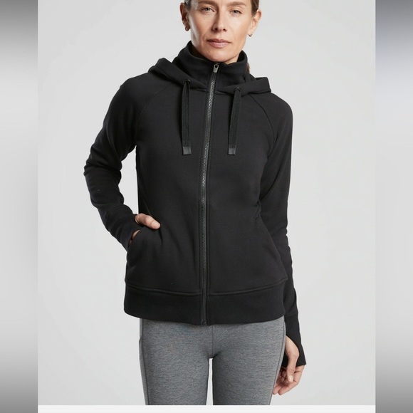 Athleta Jacket Women’s Small Triumph Hoodie Full Zip Activewear Black S - Picture 10 of 10